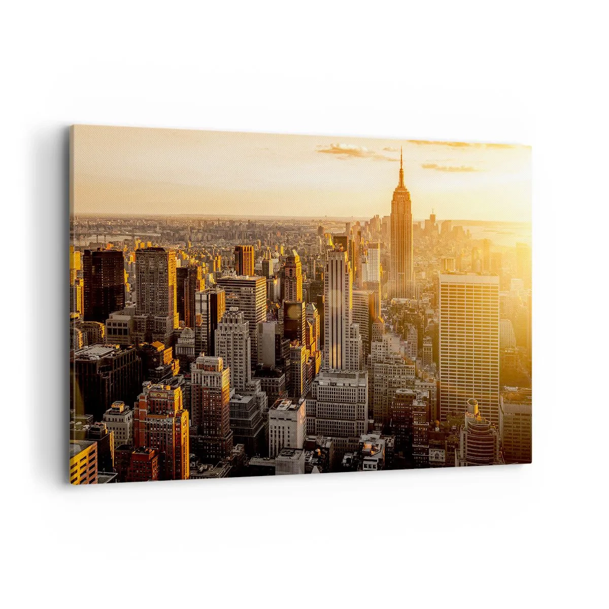 Quadro su tela - Stampe su Tela - Skyline di New York City al tramonto con vista sull'Empire State Building - 100x70cm - Crescere al sole - Decorazione murale moderna per soggiorno e camera da letto ARTTOR