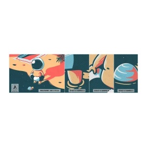 Campione di Fotomurale Premium Sand - Da un'altra prospettiva - Astrazione, Spiaggia, Astronauta - 100x30 cm