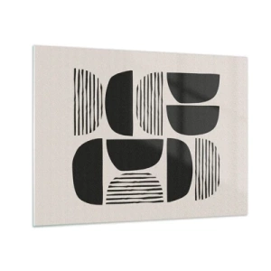 Quadro su vetro - Composizione astratta di forme geometriche con linee - 70x50cm - Sistemi di metà - Decorazione murale moderna per soggiorno e camera da letto ARTTOR