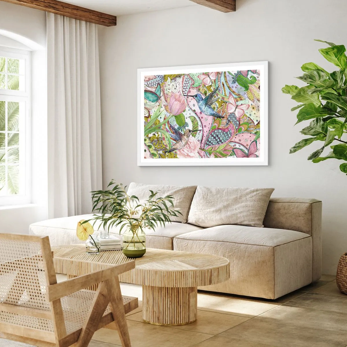 Poster in cornice bianca - Intrecciate nei rami - 70x50 cm