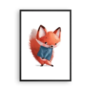 Poster in cornice nera - Un'affascinante volpe rossa con un maglione blu - 50x70cm - Ci sto bene? - Decorazione murale moderna per soggiorno e camera da letto ARTTOR