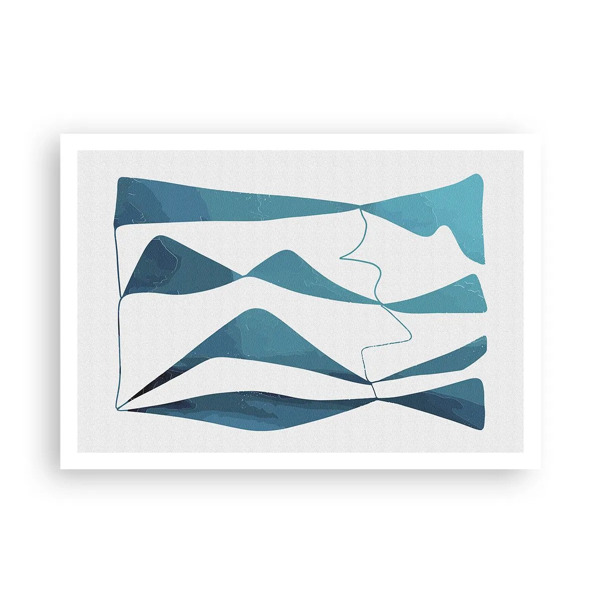 Poster - Forme astratte nelle tonalità del blu su sfondo bianco - 100x70cm - Astrazione: legame turchese - Decorazione murale moderna per soggiorno e camera da letto ARTTOR