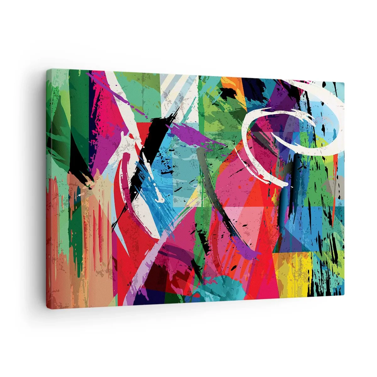 Quadro su tela - Stampe su Tela - Astrazione colorata con pennellate dinamiche - 70x50cm - Veloce, vivo e saltellante - Decorazione murale moderna per soggiorno e camera da letto ARTTOR