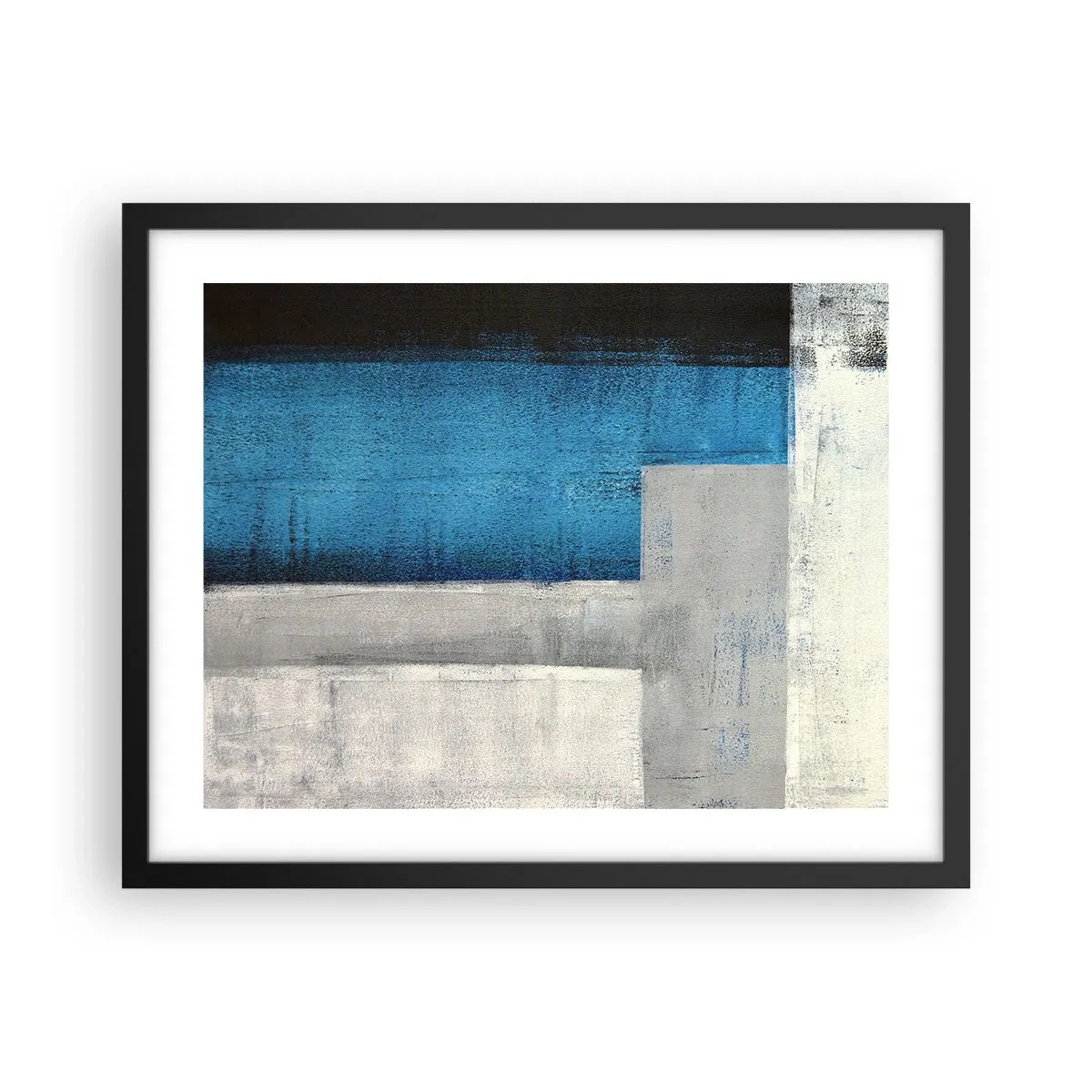Poster in cornice nera - Composizione poetica in grigio e blu - 50x40 cm