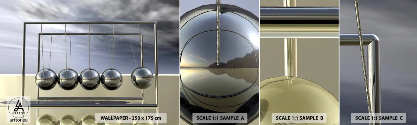Campione Di Fotomurale Standard Eco - Energia del mondo - Il pendolo di Newton, Fisica, Astrazione - 100x30 cm