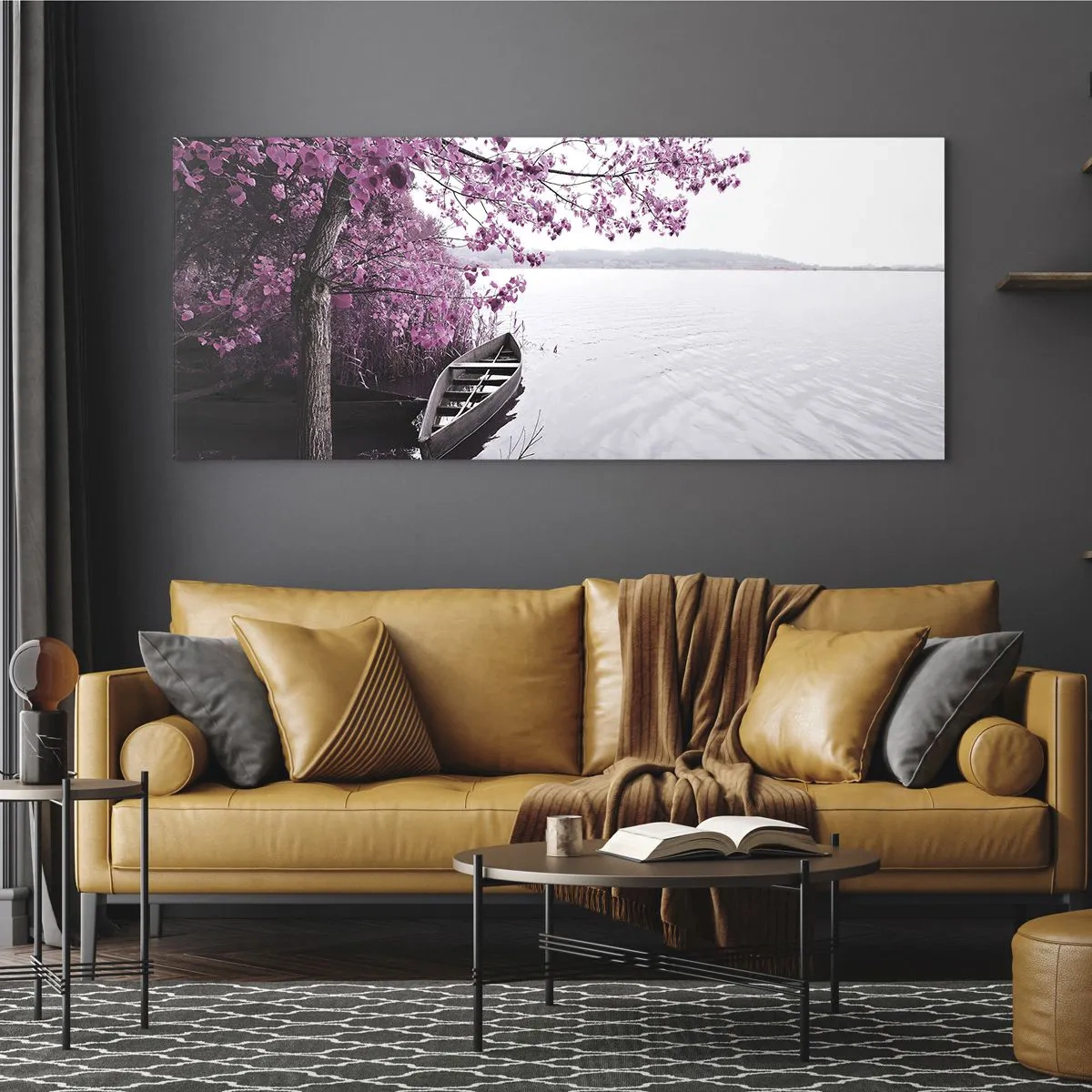 Quadro su vetro - Nel silenzio rosa - 90x30 cm