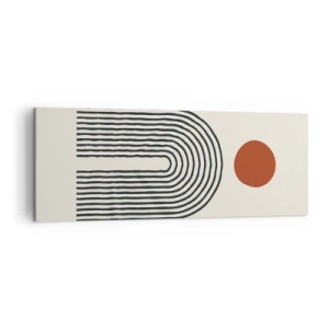 Quadro su tela - Stampe su Tela - Moderno motivo astratto con linee e un cerchio rosso - 140x50cm - Magnetismo di forme e colori - Decorazione murale moderna per soggiorno e camera da letto ARTTOR