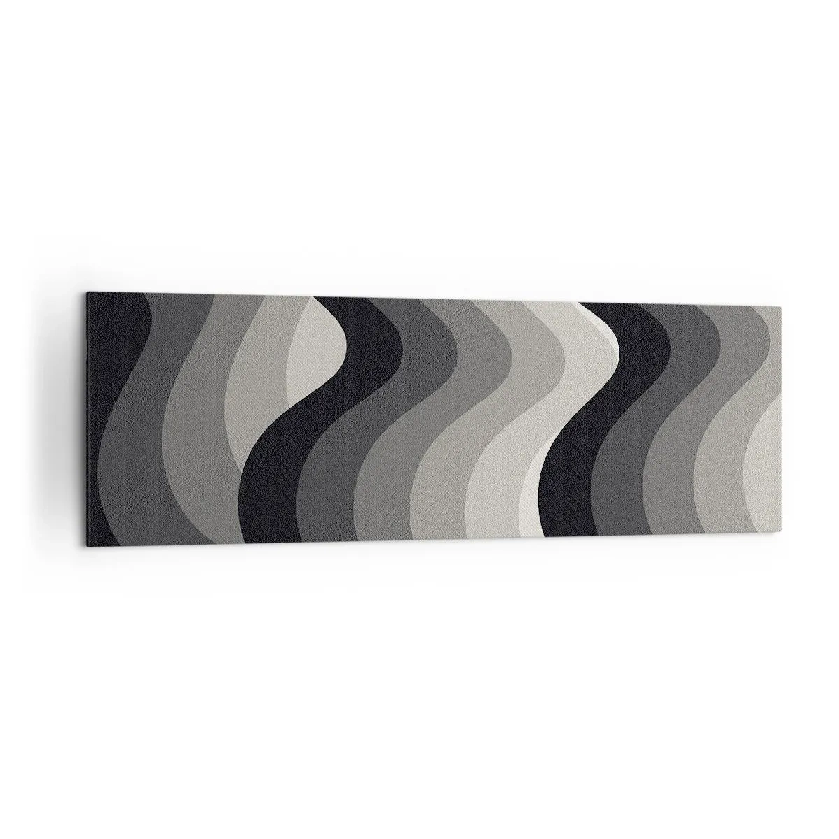 Quadro su tela - Stampe su Tela - Motivi ondulati in bianco e nero in tonalità di grigio - 160x50cm - Un'onda dopo l'altra - Decorazione murale moderna per soggiorno e camera da letto ARTTOR