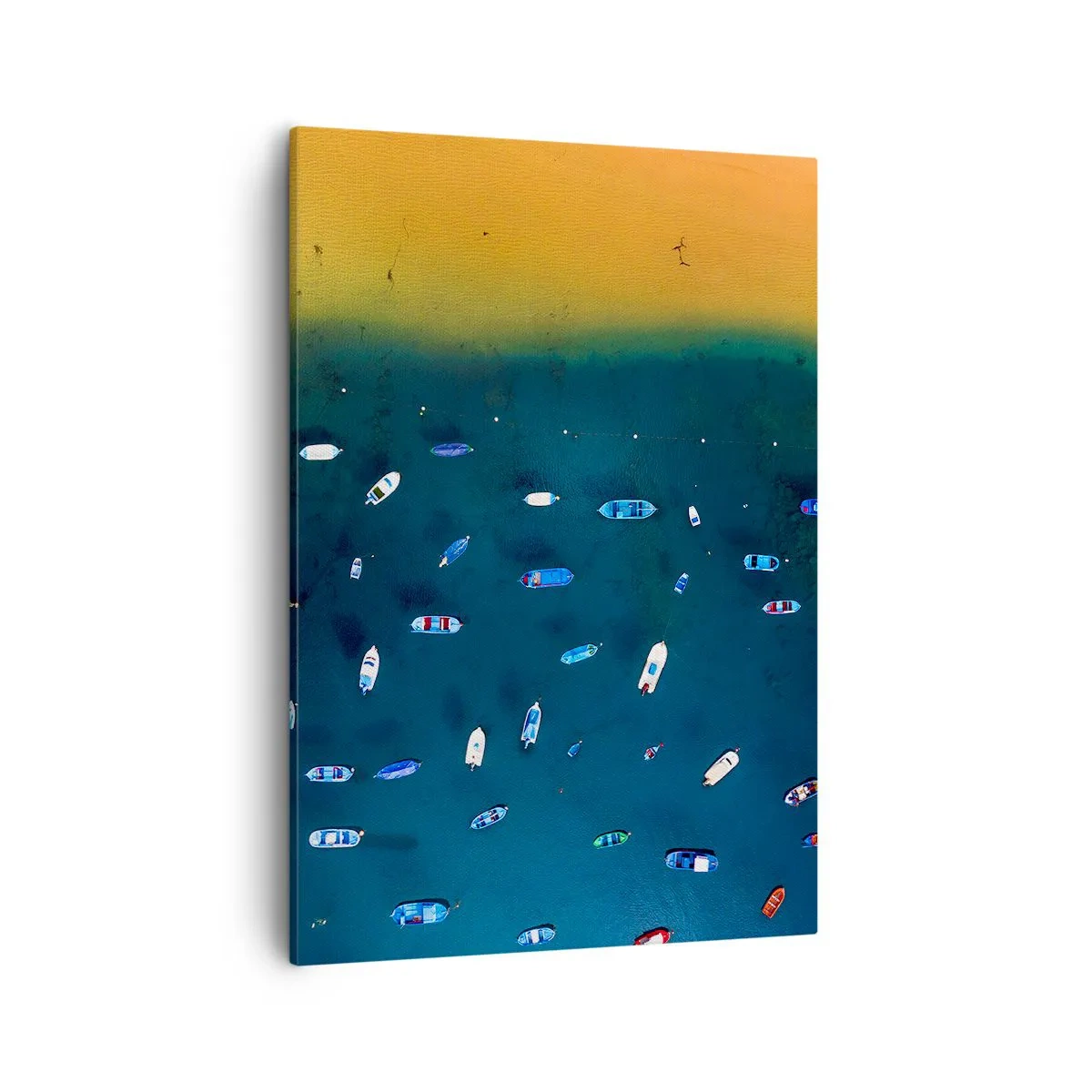 Quadro su tela - Stampe su Tela - Vista aerea di barche in acqua e di una spiaggia sabbiosa - 50x70cm - Il gioco delle vacanze - Decorazione murale moderna per soggiorno e camera da letto ARTTOR