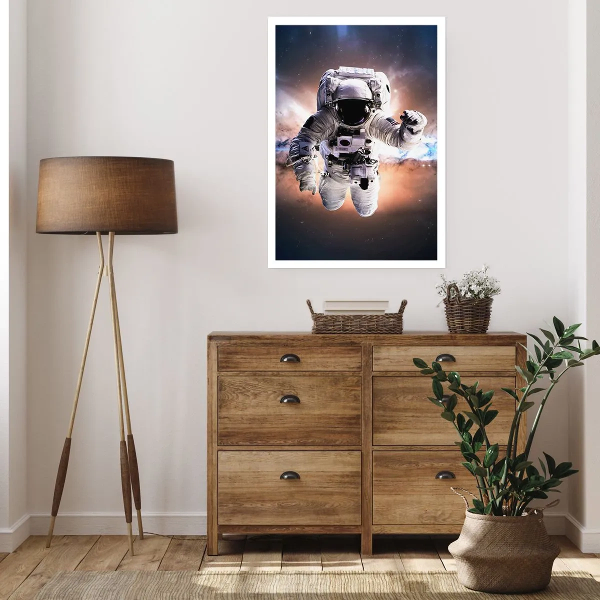 Poster - Astronauta nello spazio - 50x70cm - Saluti dal cosmo - Decorazione murale moderna per soggiorno e camera da letto ARTTOR
