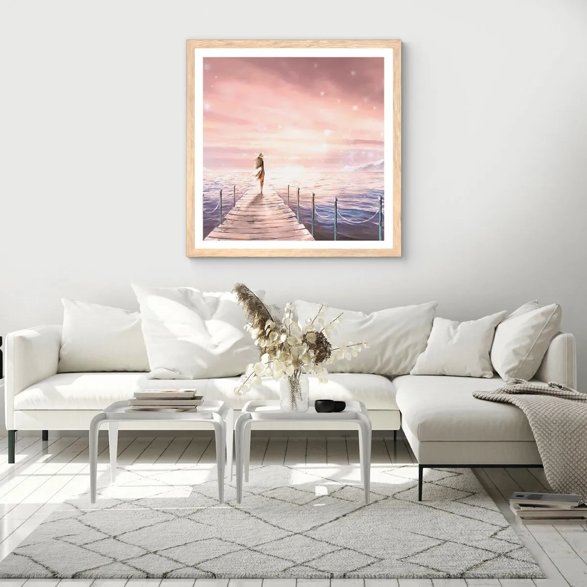 Poster in cornice rovere chiaro - Alla luce del sogno - 60x60 cm