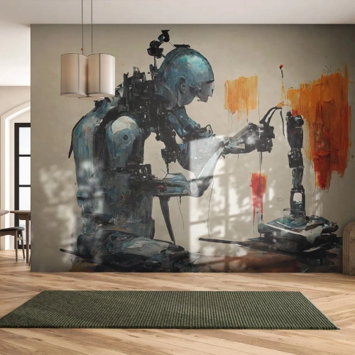 Fotomurali Premium Canvas - È già domani... - Artista, Intelligenza artificiale, Robot - 400x280 cm