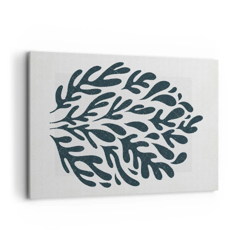 Quadro su tela - Stampe su Tela - Motivo a foglia astratta scura su sfondo chiaro - 120x80cm - Le forme della natura - Decorazione murale moderna per soggiorno e camera da letto ARTTOR