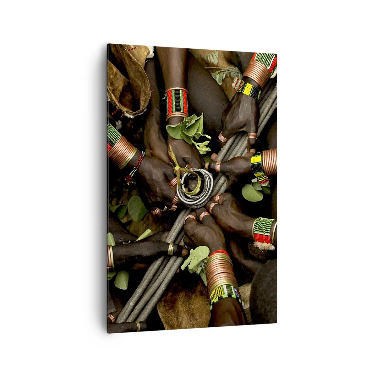 Quadro su tela - Stampe su Tela - Tradizionali braccialetti a mano in un gruppo di mani - 80x120cm - Siamo insieme - Decorazione murale moderna per soggiorno e camera da letto ARTTOR