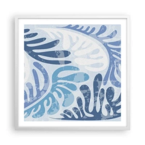 Poster in cornice bianca - Felci blu - 60x60 cm