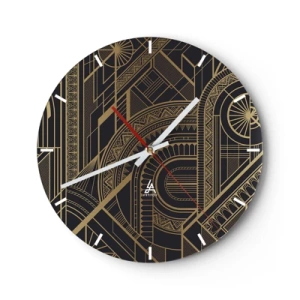 Orologio da parete - Orologio in Vetro - Motivo geometrico astratto nei colori dorati - 30x30cm - Concetti, idee, progetti - Decorazione murale moderna per soggiorno, cucina e camera da letto ARTTOR
