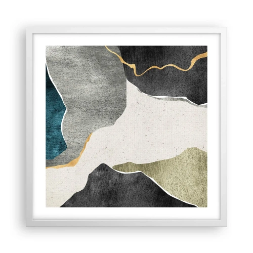 Poster in cornice bianca - Composizione mosaico con filo d'oro - 50x50 cm