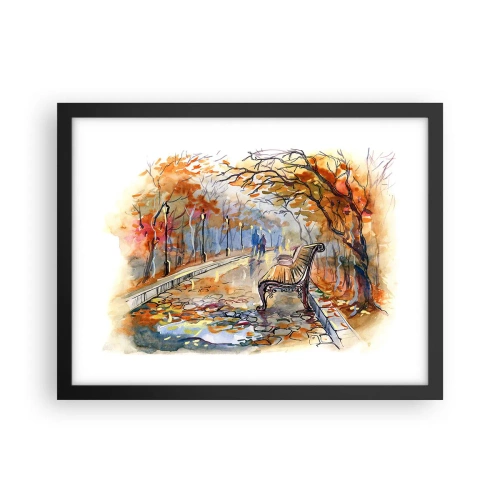 Poster in cornice nera - Passeggiando insieme l'autunno - 40x30 cm