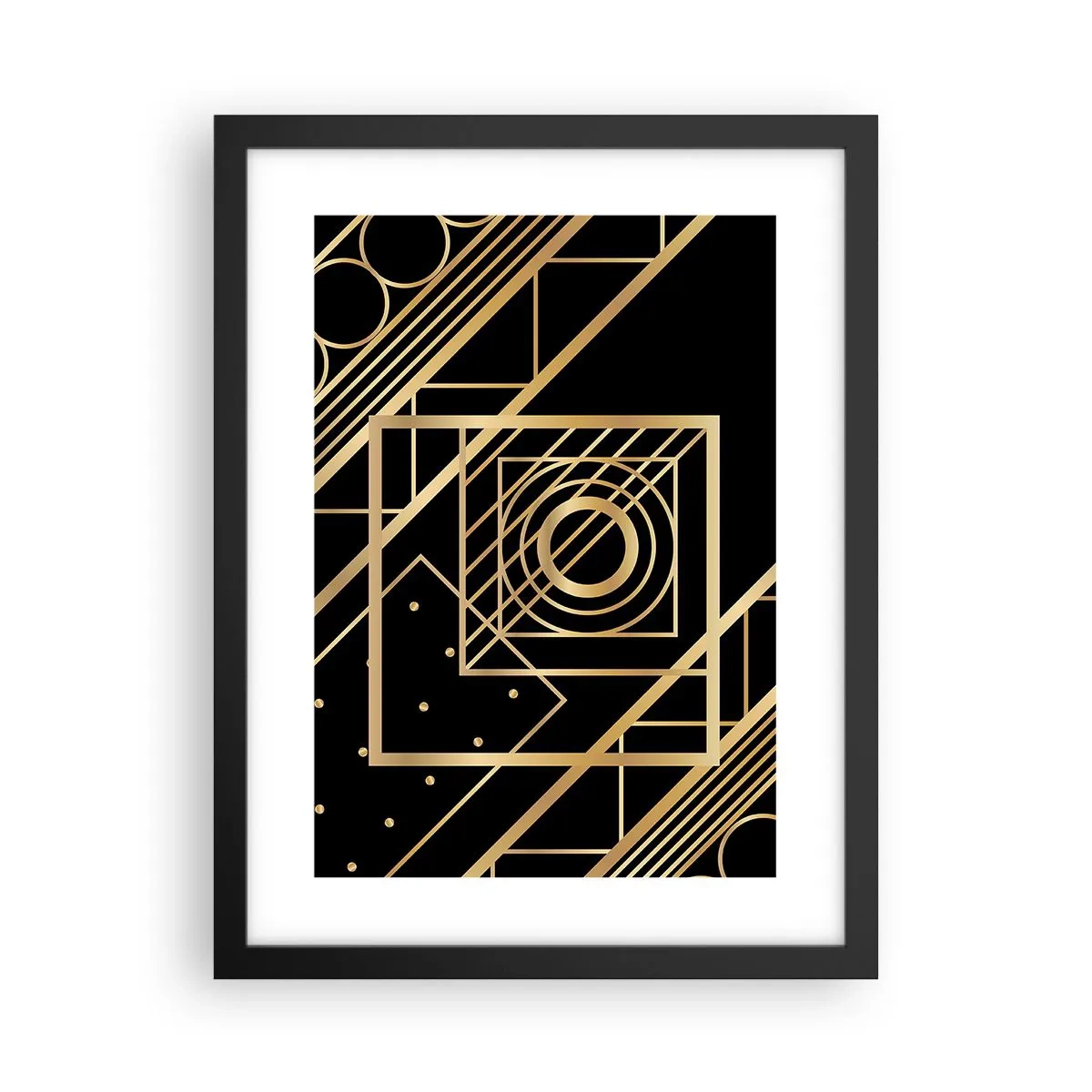 Poster in cornice nera - Geometria dorata - 30x40 cm