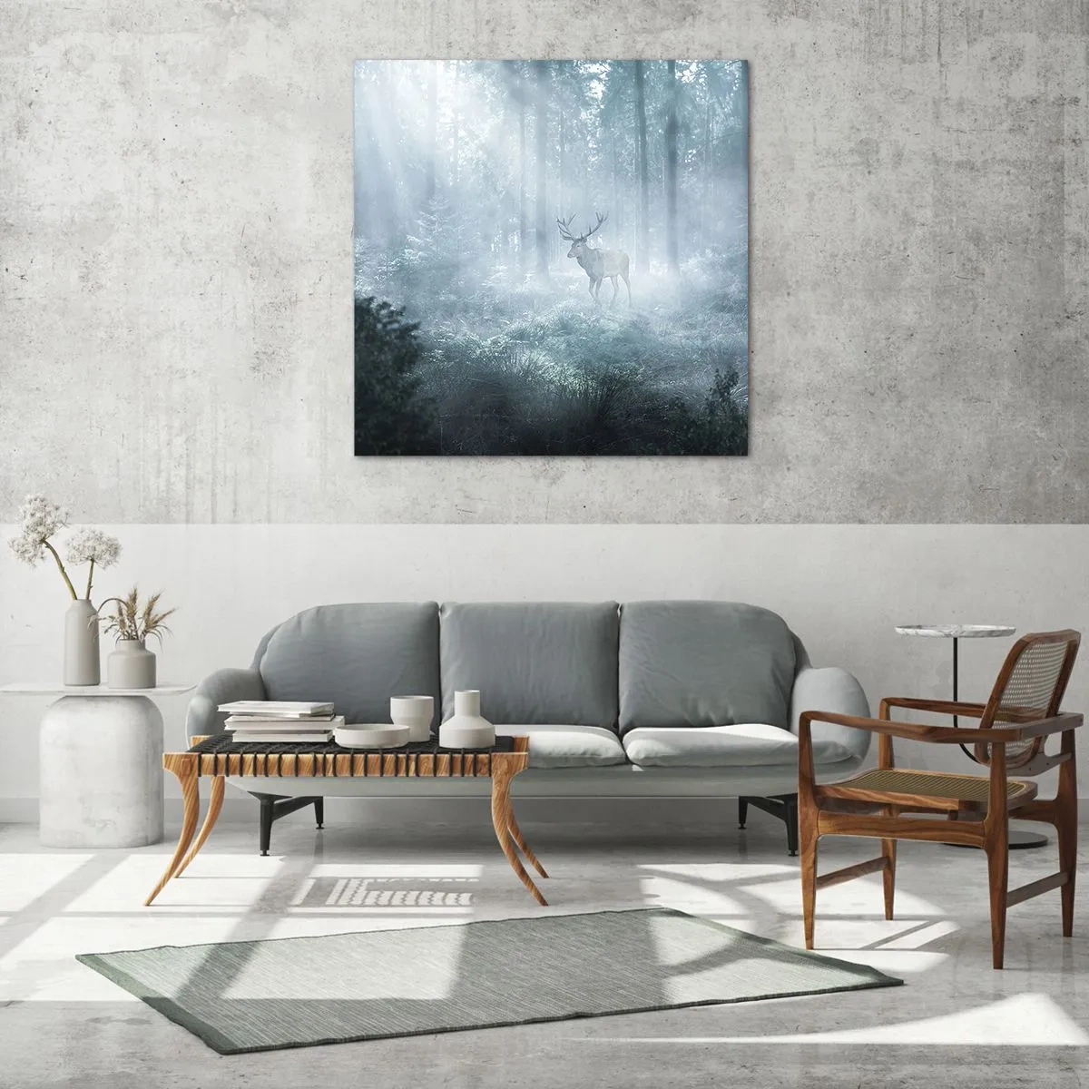 Quadro su vetro - Passeggiata mattutina sulle sue terre - 40x40 cm