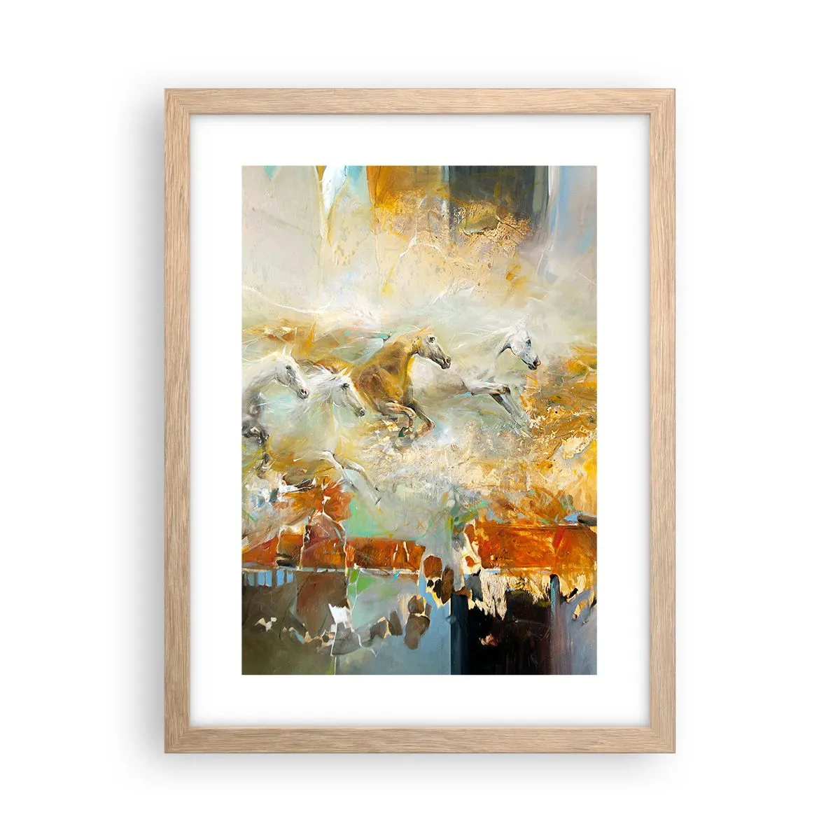 Poster in cornice rovere chiaro - Al galoppo attraverso la luce - 30x40 cm