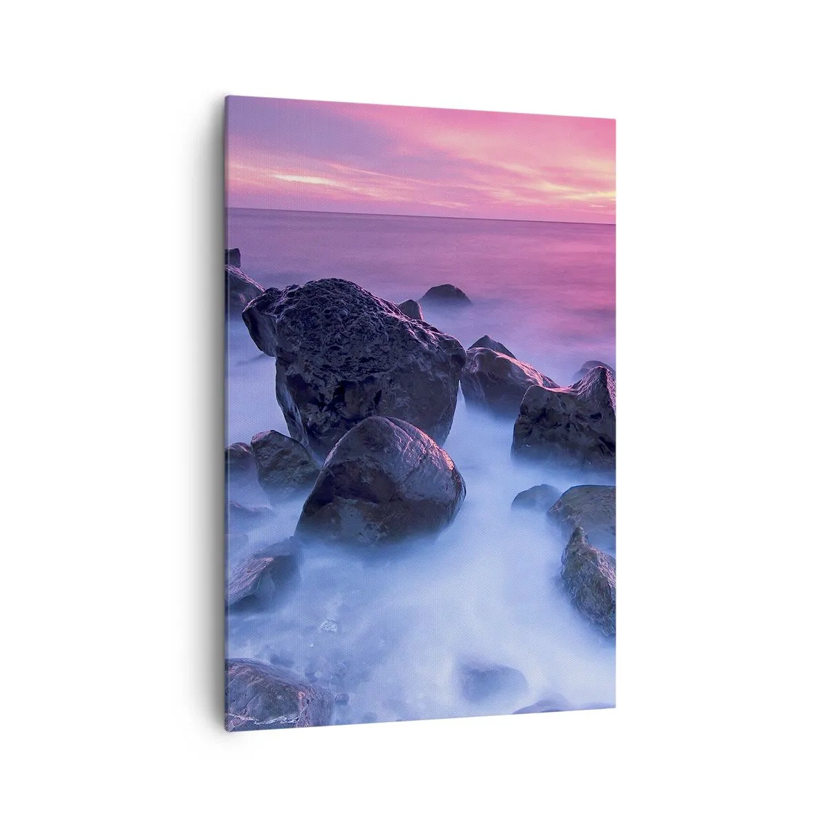Quadro su tela - Stampe su Tela - Costa rocciosa al tramonto - 70x100cm - Nascita nella luce e nella nebbia - Decorazione murale moderna per soggiorno e camera da letto ARTTOR