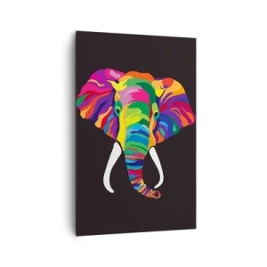 Quadro su tela - Stampe su Tela - Un'immagine colorata di un elefante su uno sfondo nero - 80x120cm - L'elefante che faceva il bagno nell'arcobaleno - Decorazione murale moderna per soggiorno e camera da letto ARTTOR