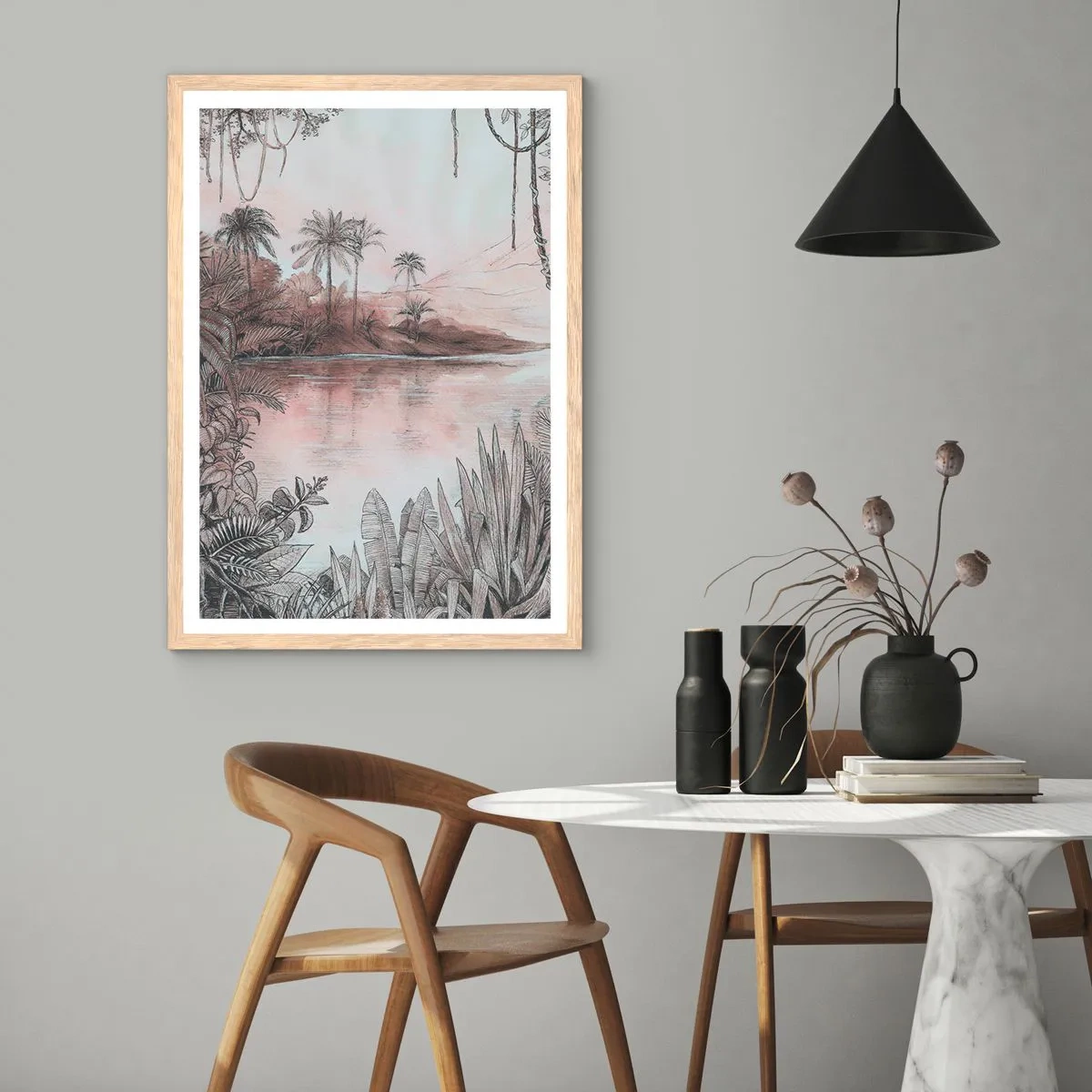 Poster in cornice rovere chiaro - Diario di un esploratore del 19esimo secolo - 70x100 cm