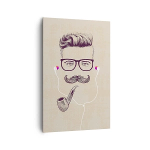 Quadro su tela - Stampe su Tela - Ritratto retrò di un uomo con pipa, cuffie e occhiali - 80x120cm - Un vero uomo? - Decorazione murale moderna per soggiorno e camera da letto ARTTOR