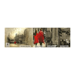 Campione di Fotomurale Premium Canvas - Appuntamento nella nebbia di Londra  - Città, Londra, Architettura - 100x30 cm