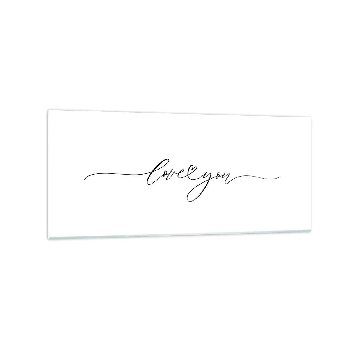 Quadro su vetro - La scritta "Ti amo" in un carattere elegante - 120x50cm - Bianco e nero - Decorazione murale moderna per soggiorno e camera da letto ARTTOR