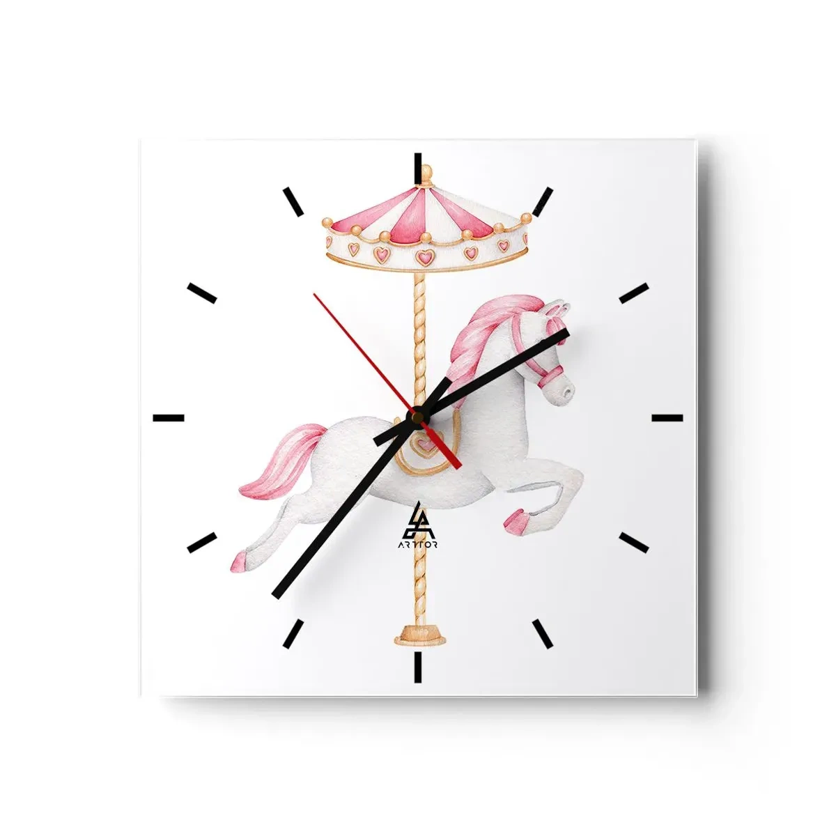 Orologio da parete - Orologio in Vetro - Partito al galoppo. - 40x40 cm