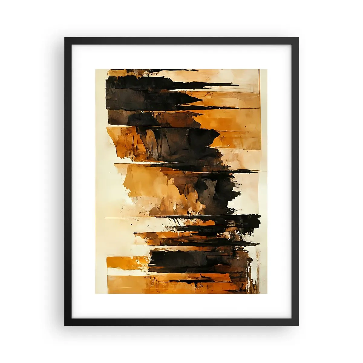 Poster in cornice nera - Armonia di nero e oro - 40x50 cm