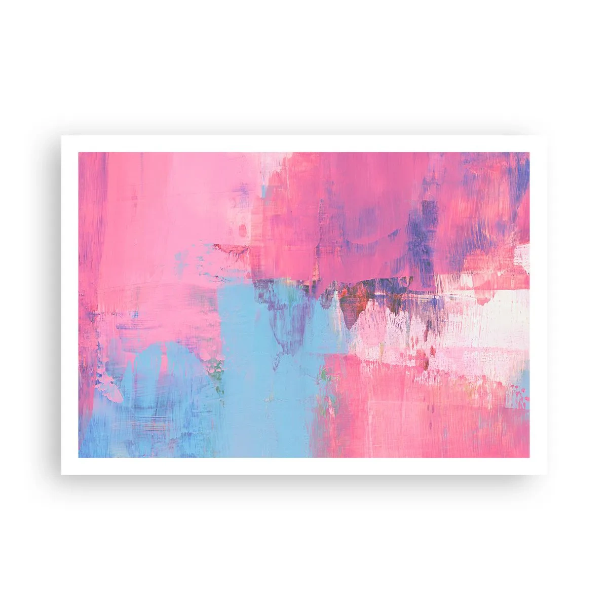 Poster - Composizione astratta in rosa e blu - 100x70cm - Rosa, blu e un pizzico di luce - Decorazione murale moderna per soggiorno e camera da letto ARTTOR
