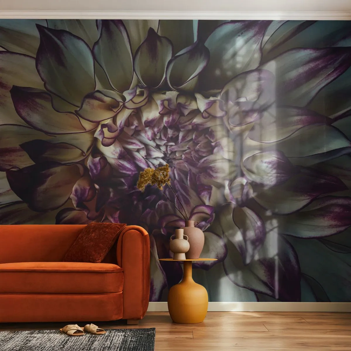 Fotomurali Autoadesivo Deluxe Sticker - Il rigoglio della giovinezza - Fiori, Dalia, Fiore che sboccia - 100x70 cm