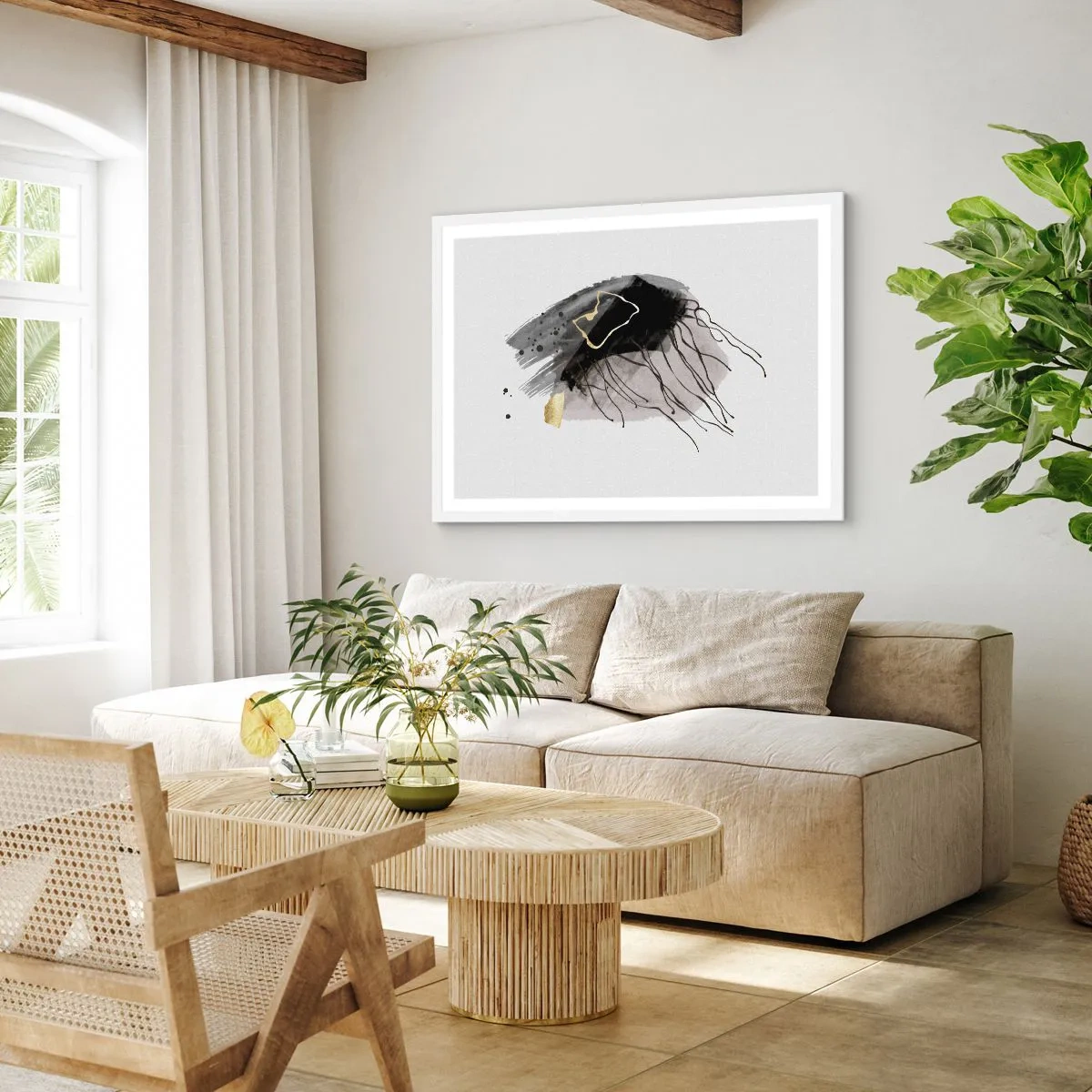 Poster in cornice bianca - In nero e in oro - 50x40 cm