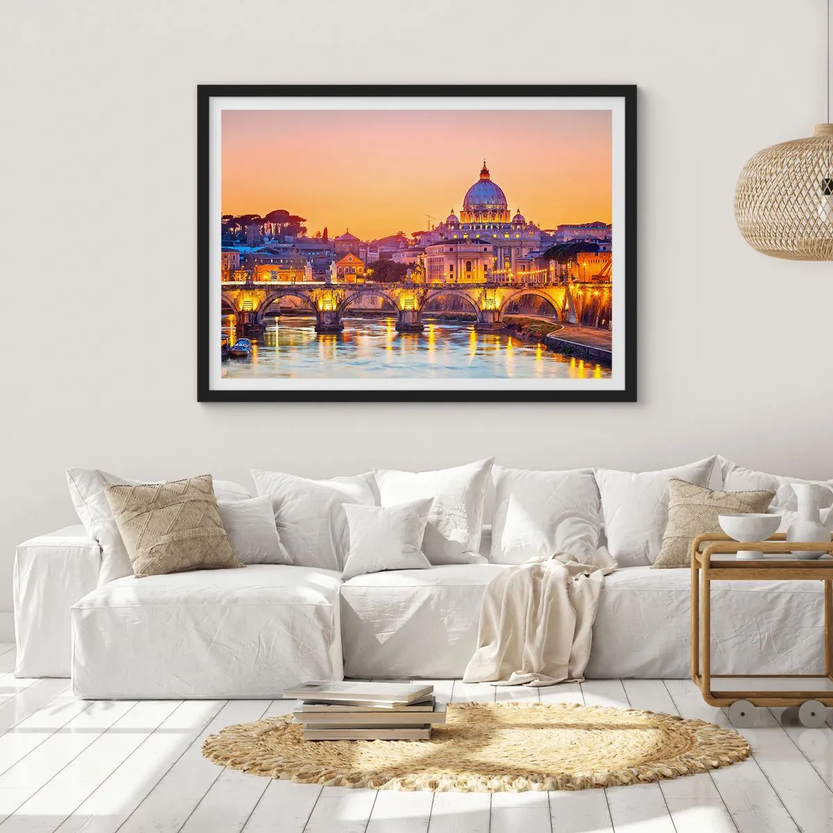 Poster in cornice nera - Tramonto sulla Città Eterna - 91x61 cm