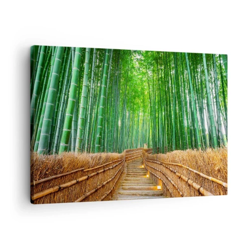 Quadro su tela - Stampe su Tela - Un sentiero in una fitta foresta di bambù - 70x50cm - Essenza della natura asiatica - Decorazione murale moderna per soggiorno e camera da letto ARTTOR