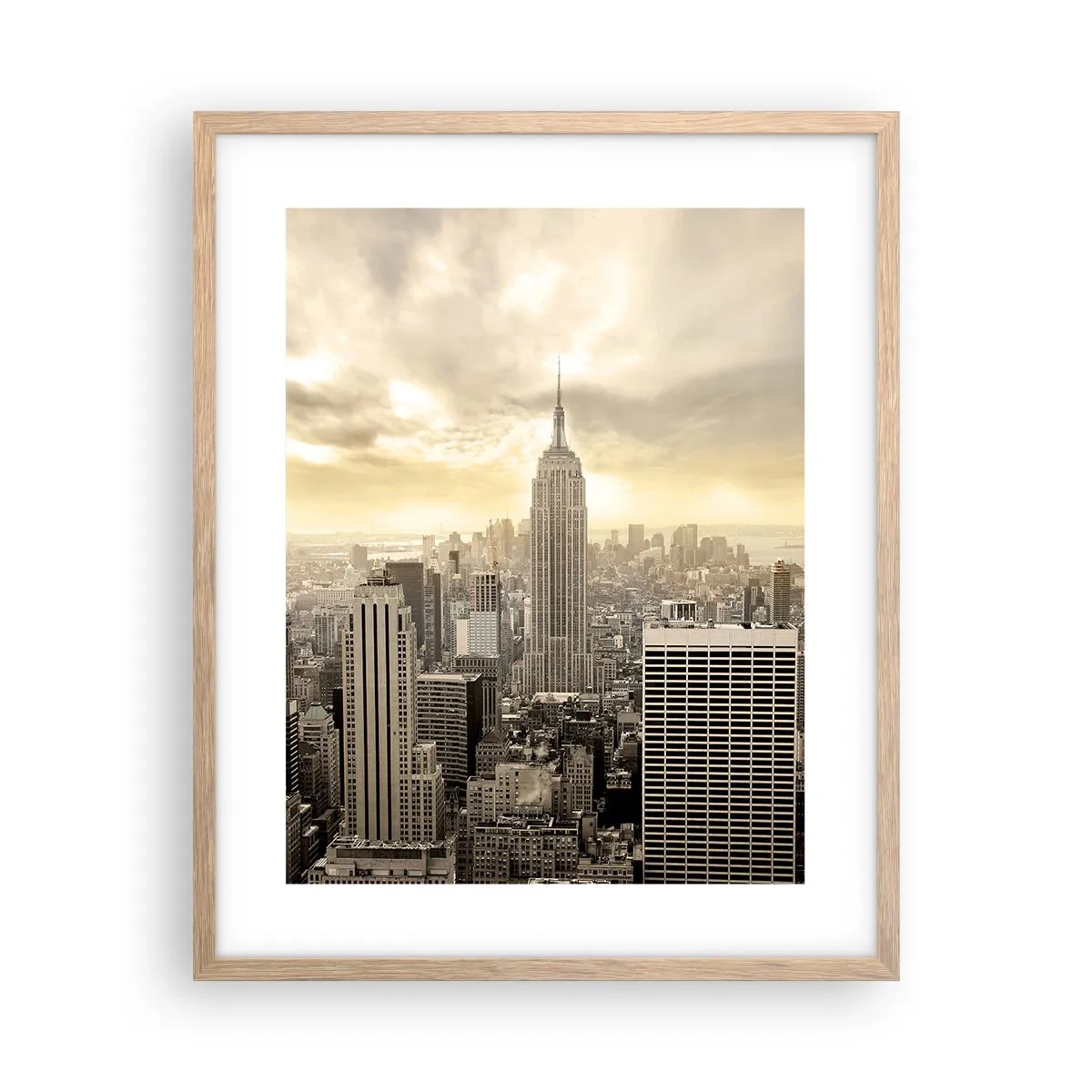 Poster in cornice rovere chiaro - New York in grigio - 40x50 cm