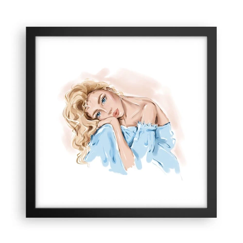 Poster in cornice nera - Sognante nel blu - 30x30 cm