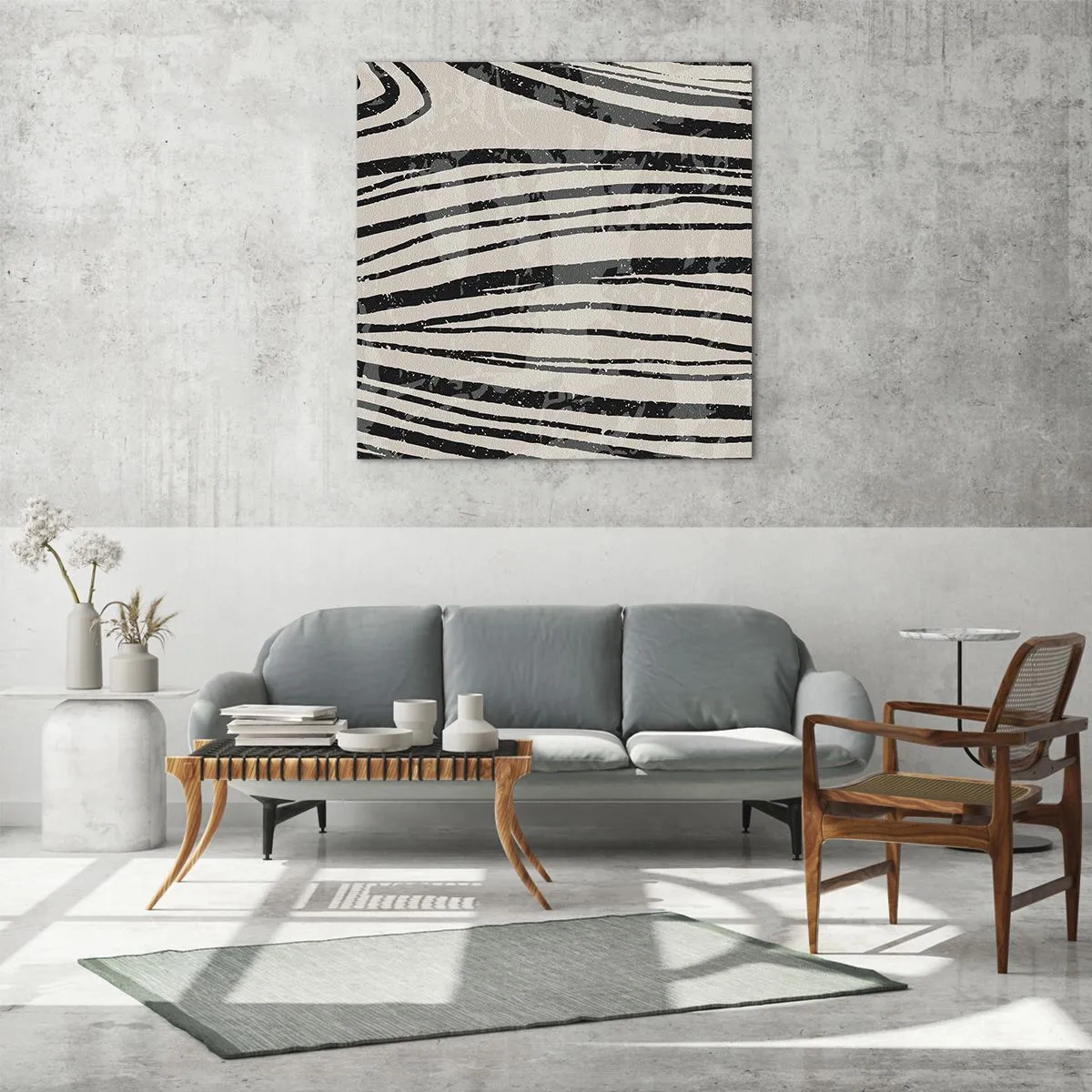 Quadro su vetro - Una palude di linee - 50x50 cm