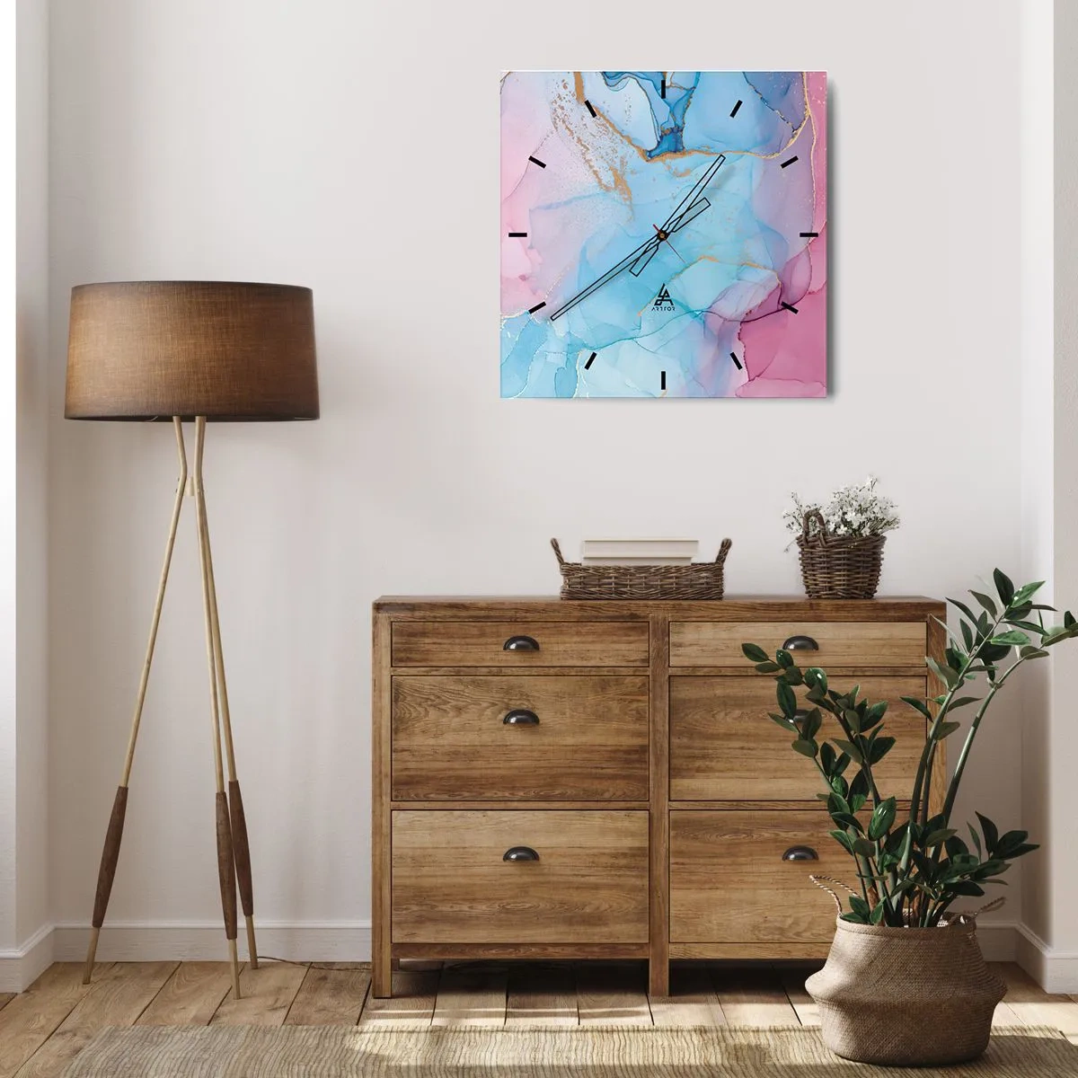 Orologio da parete - Orologio in Vetro - Incontro e compenetrazione - 40x40 cm