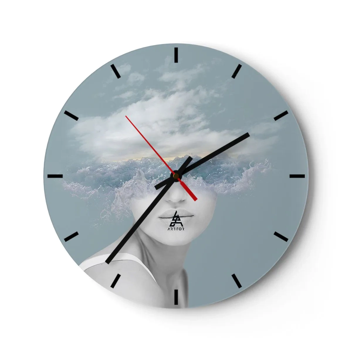 Orologio da parete - Orologio in Vetro - Con la testa tra le nuvole - 40x40 cm