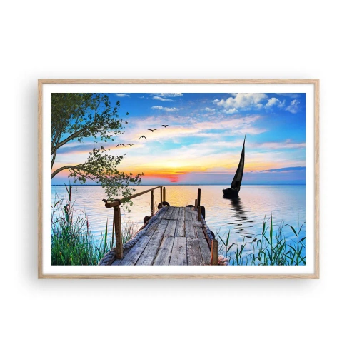Poster in cornice rovere chiaro - Buona sera - 100x70 cm