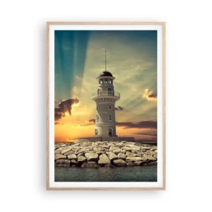 Poster in cornice rovere chiaro - Luce - Bontà - Bellezza - 70x100 cm