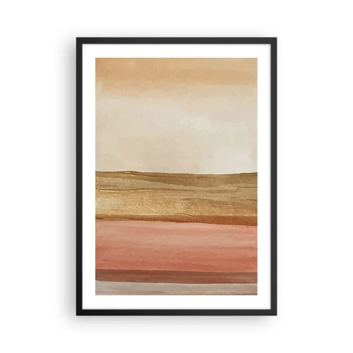 Poster in cornice nera - Una composizione astratta nelle calde tonalità del beige e del rosa. - 50x70cm - Composizione verticale - Decorazione murale moderna per soggiorno e camera da letto ARTTOR