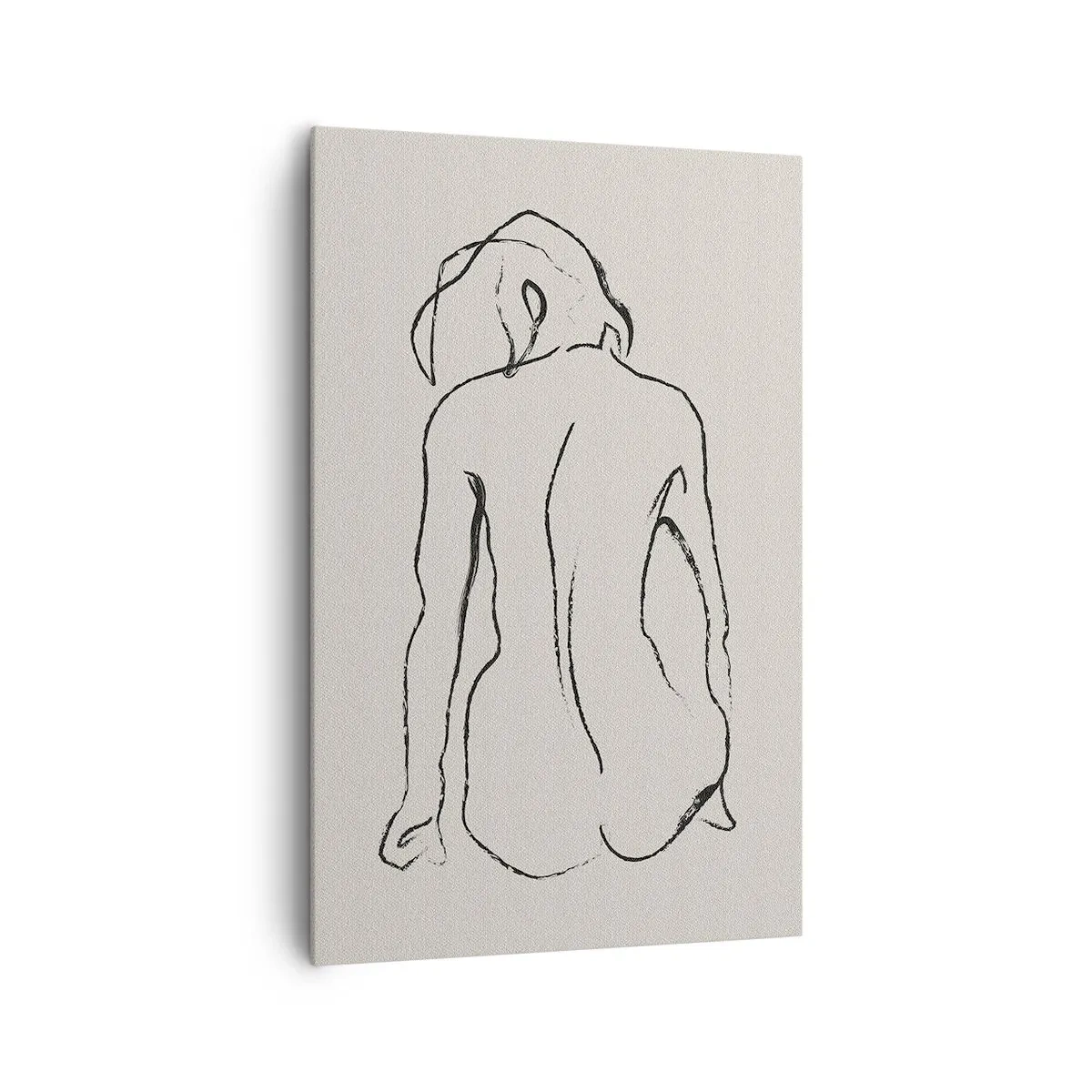 Quadro su tela - Stampe su Tela - Uno schizzo sottile della silhouette di una ragazza vista da dietro - 80x120cm - Nudo di ragazza - Decorazione murale moderna per soggiorno e camera da letto ARTTOR