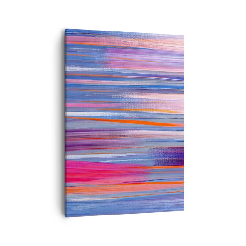 Quadro su tela - Stampe su Tela - Linee verticali astratte nelle tonalità del blu e del rosa - 50x70cm - Ascensione arcobaleno - Decorazione murale moderna per soggiorno e camera da letto ARTTOR