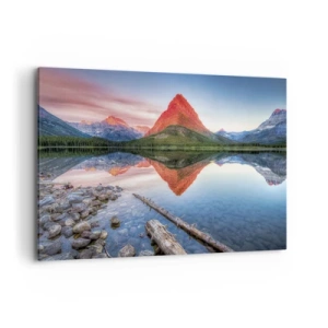 Quadro su tela - Stampe su Tela - Una montagna riflessa in un lago al tramonto - 100x70cm - Caldo e freddo - Decorazione murale moderna per soggiorno e camera da letto ARTTOR