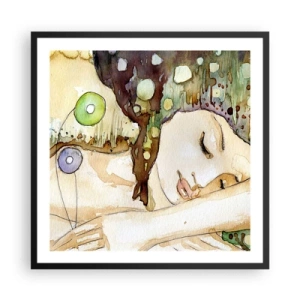 Poster in cornice nera - Sogno smeraldo e viola - 60x60 cm